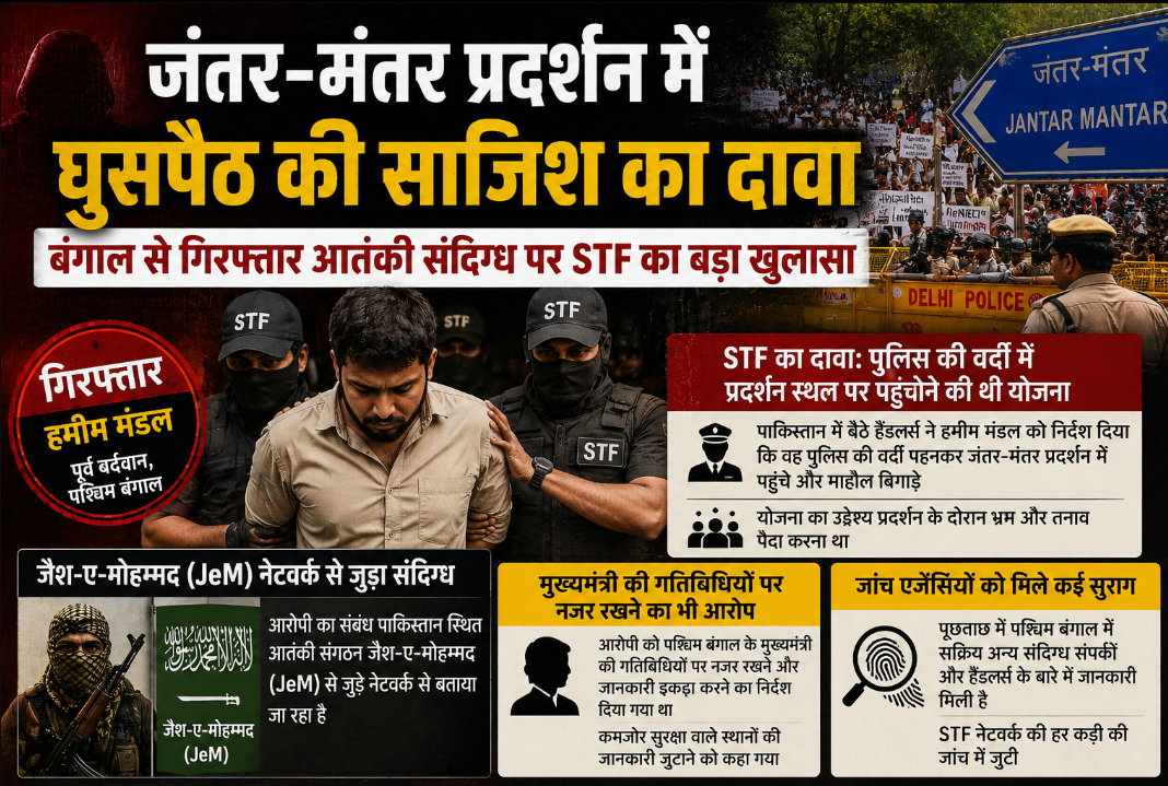 जंतर-मंतर प्रदर्शन में घुसपैठ की साजिश का दावा, बंगाल से गिरफ्तार आतंकी संदिग्ध पर STF का बड़ा खुलासा