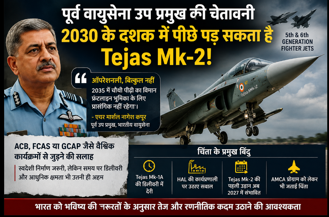 Tejas Mk-2 पर पूर्व IAF उप प्रमुख की चिंता, बोले- 2030 के दशक में फ्रंटलाइन भूमिका के लिए पड़ सकता है पीछे