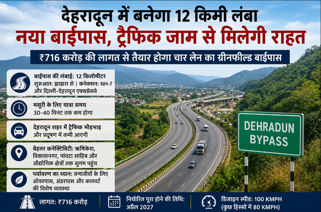 देहरादून की ट्रैफिक समस्या का होगा समाधान, ₹716 करोड़ से बनेगा 12 किमी का नया बाईपास