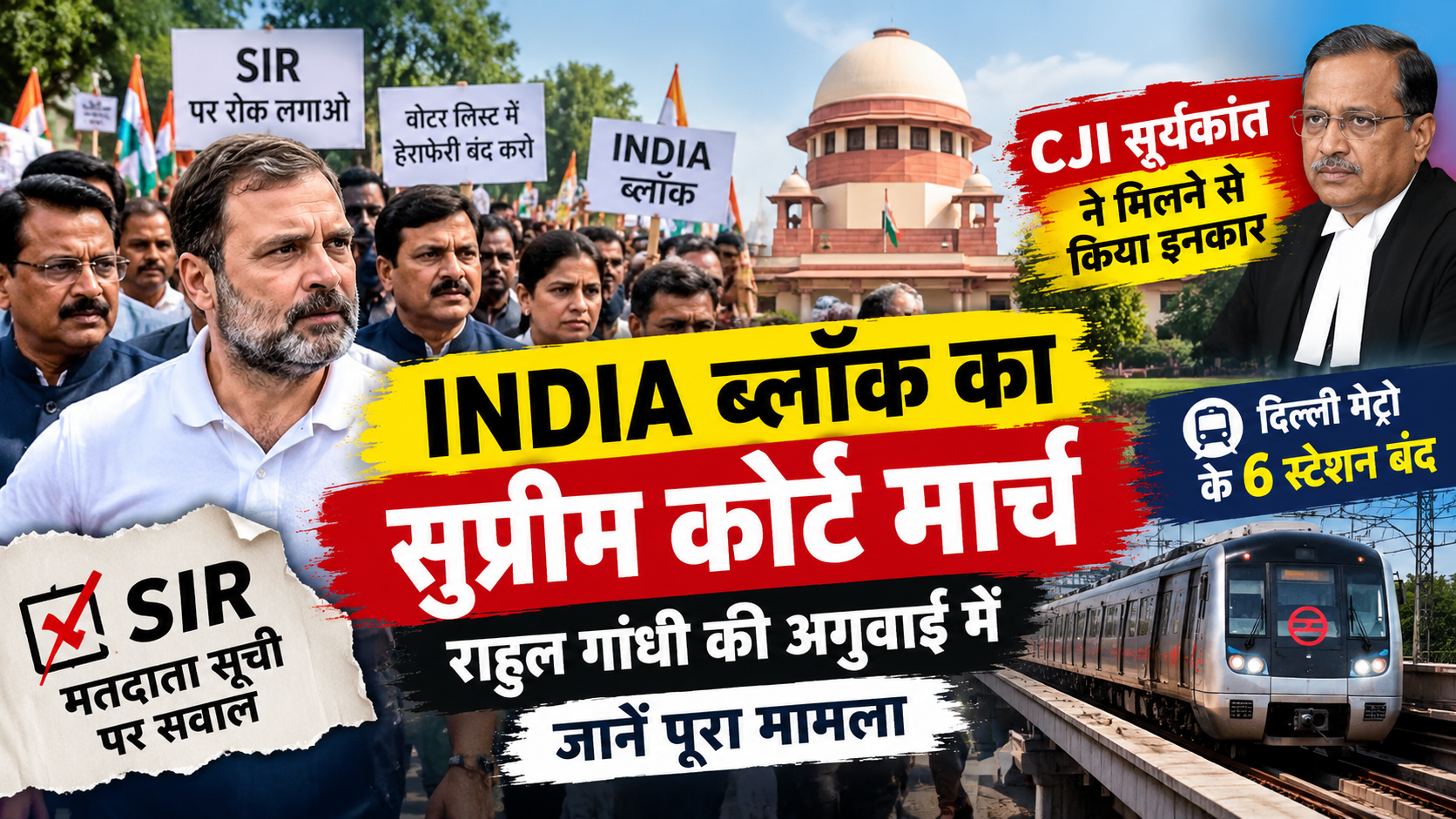 INDIA ब्लॉक का सुप्रीम कोर्ट मार्च: राहुल गांधी की अगुवाई, CJI ने मिलने से किया इनकार