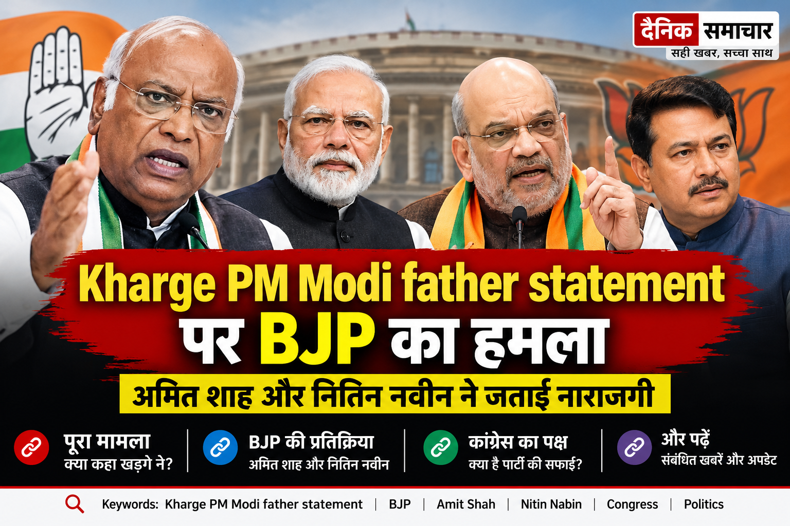 Kharge PM Modi father statement: खड़गे के बयान पर BJP का हमला