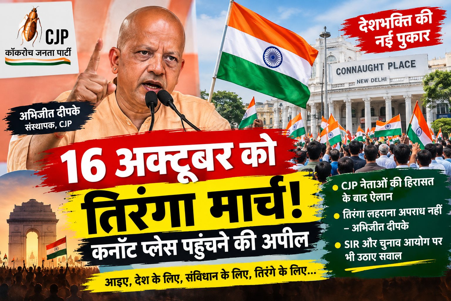 अभिजीत दीपके का ऐलान, 16 अक्टूबर को दिल्ली में तिरंगा मार्च