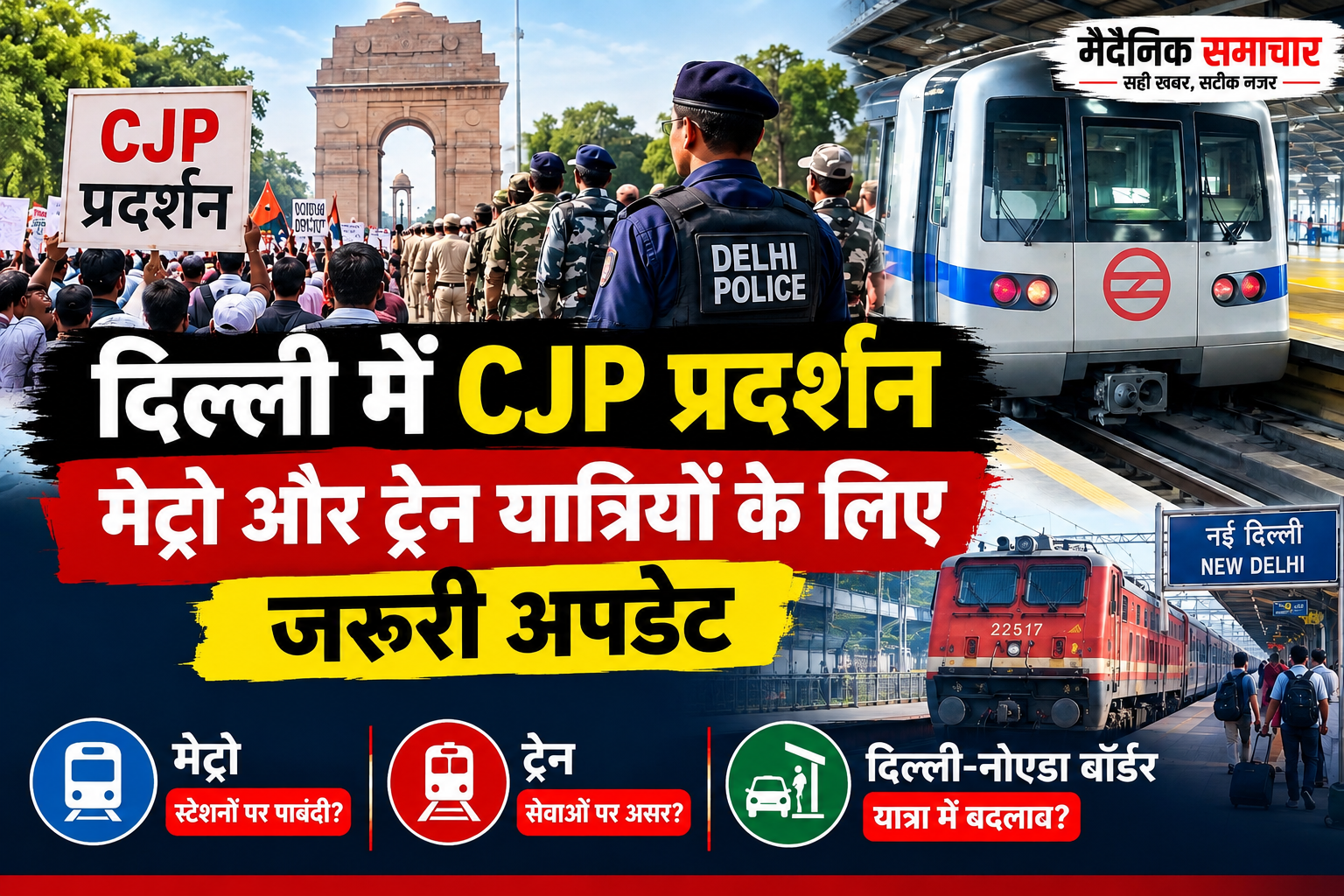 दिल्ली में CJP प्रदर्शन मेट्रो और ट्रेन यात्रियों के लिए जरूरी अपडेट