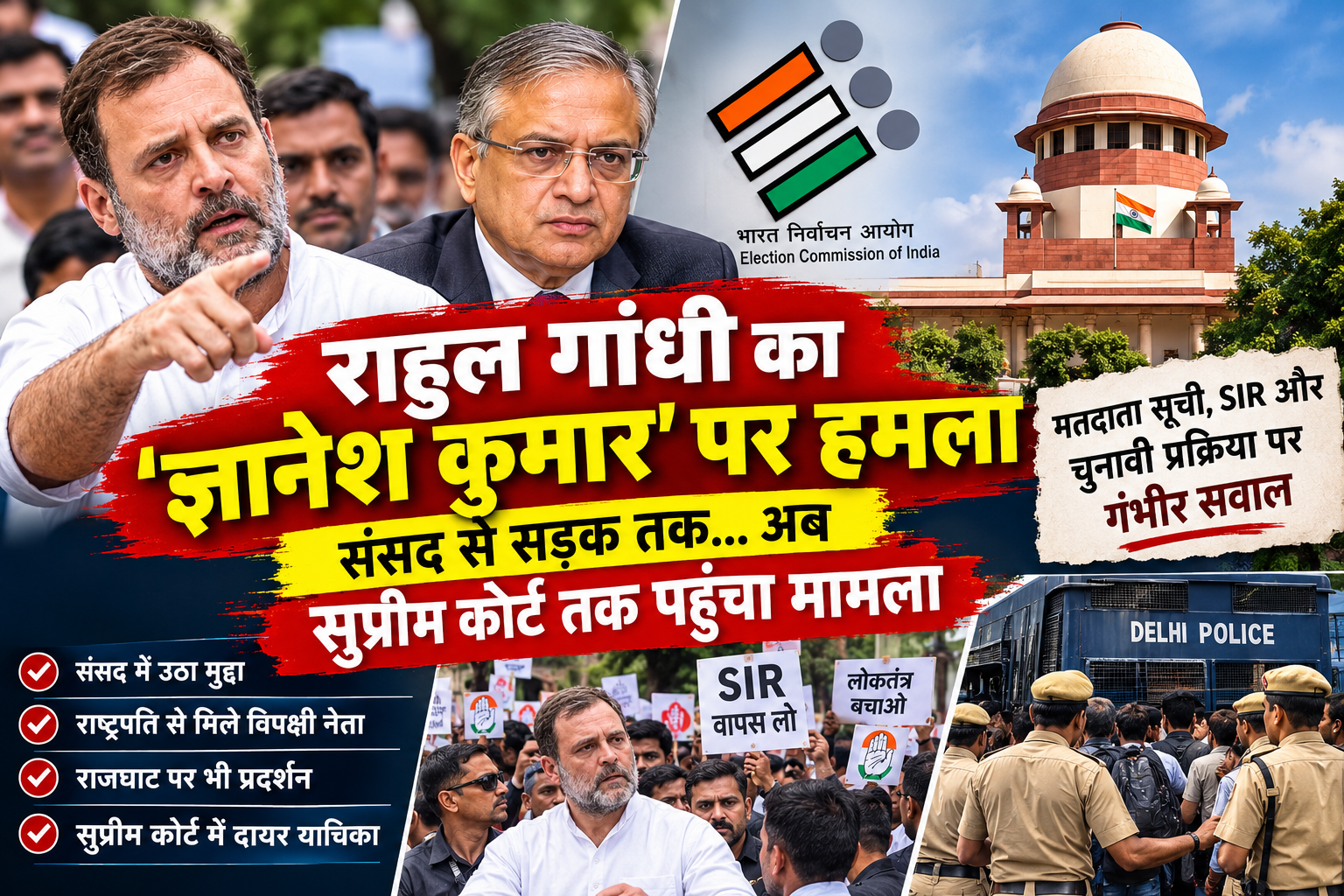 राहुल गांधी का ज्ञानेश कुमार के खिलाफ मोर्चा, सुप्रीम कोर्ट तक पहुंचा मामला