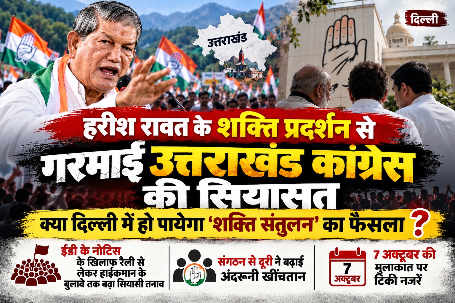 हरीश रावत की ताकत के साथ चलेगी कांग्रेस या संगठन की खींचेगी लकीर 7 अक्टूबर की दिल्ली बैठक पर नजर